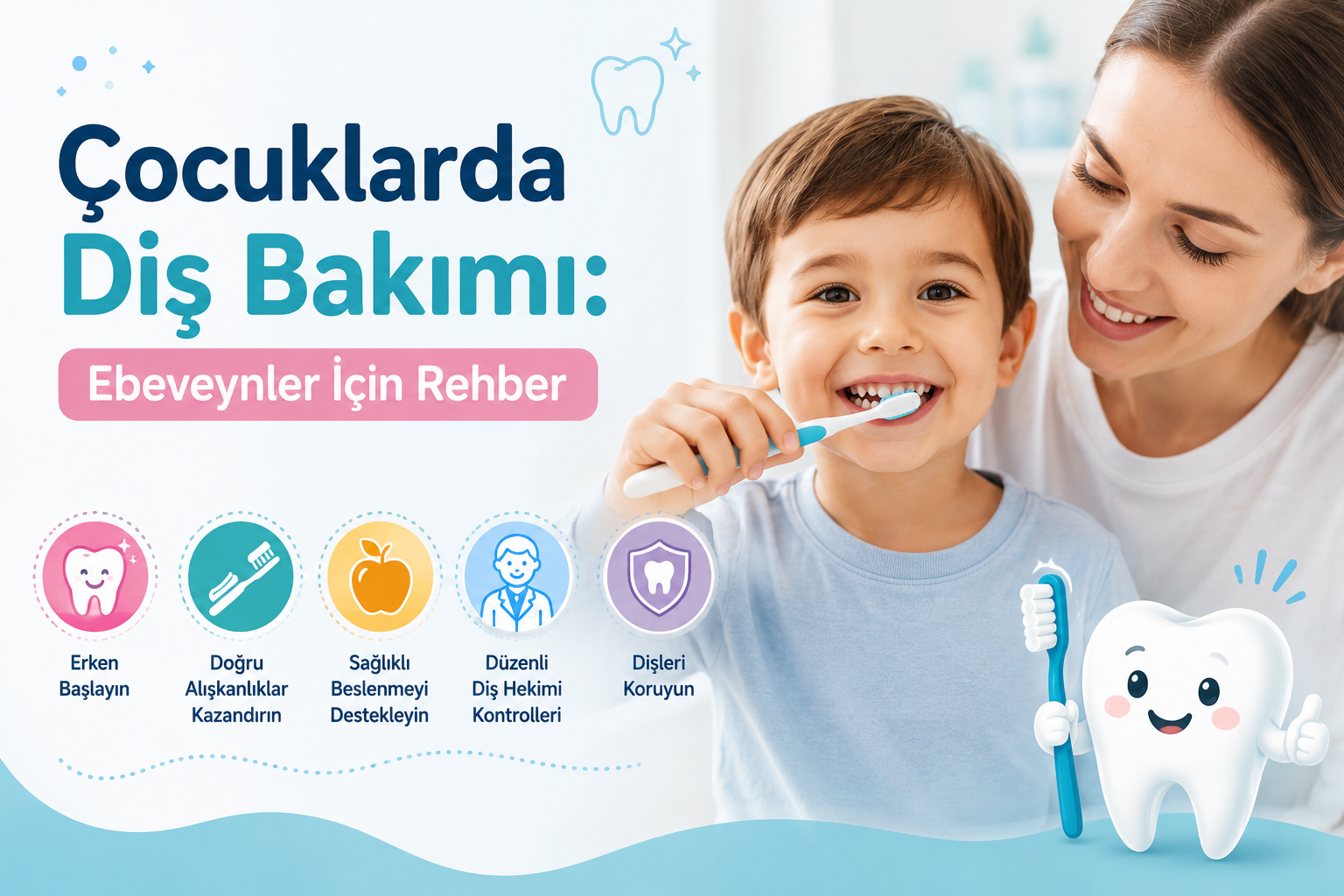 Çocuklarda diş bakımı yazısı görseli